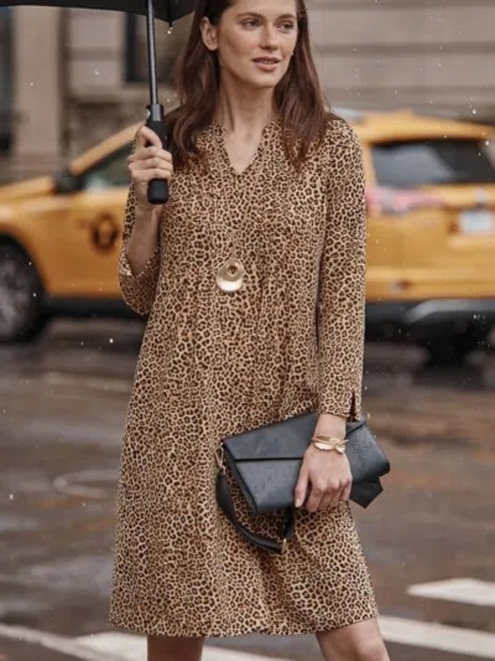 J.jill Wearever Pintucked Leopard Print Shift Dress